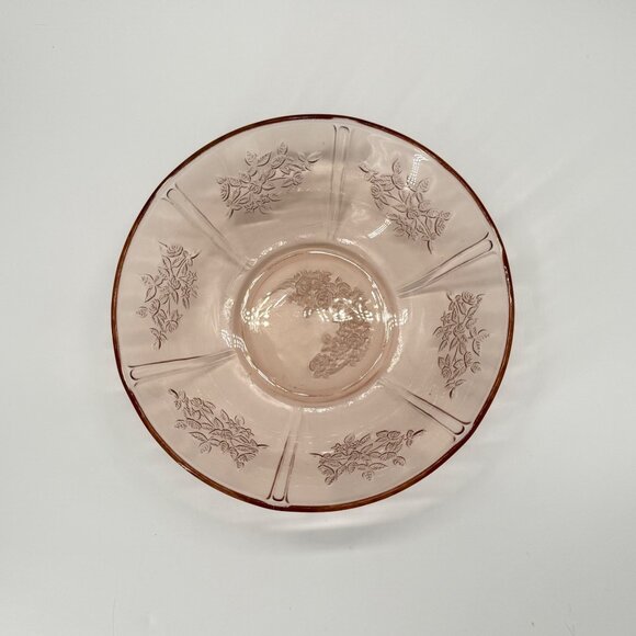 Federal Sharon/Cabbage Rose Pink Depression Glass Embossed Serving Bowl 8.5" - Picture 3 of 13
